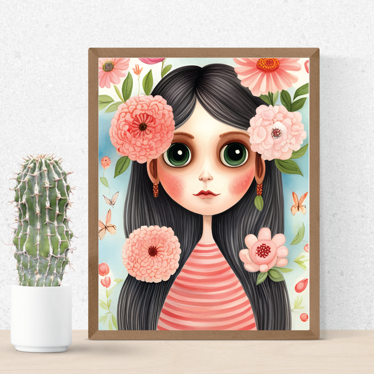 Floral Dolly Wall Art, Digital Print