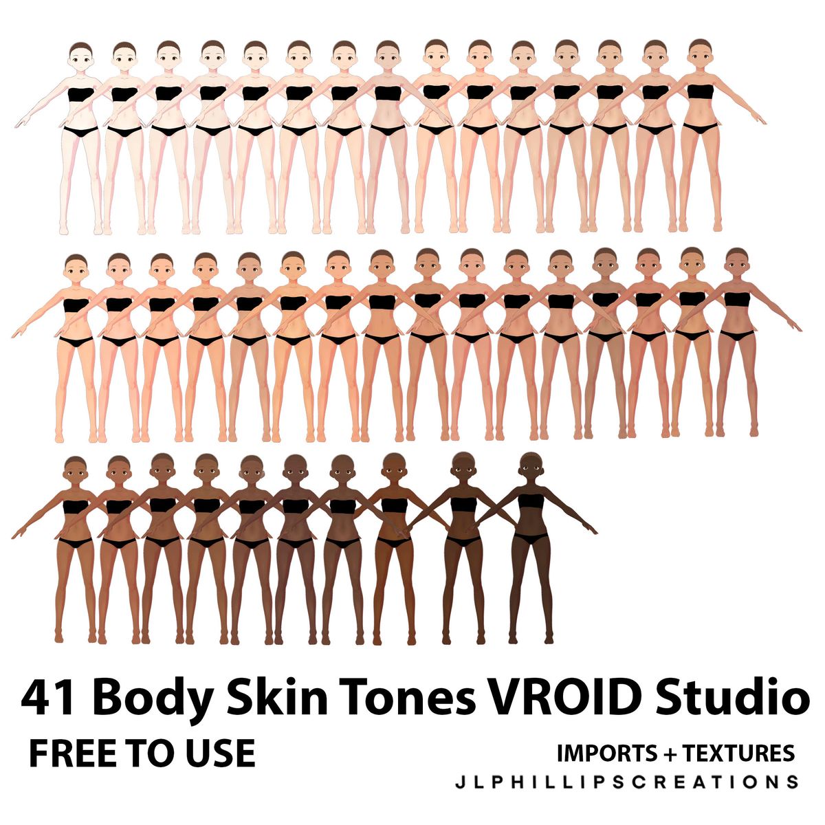 F2U VROID Studio 41 Skin Tone Body Package