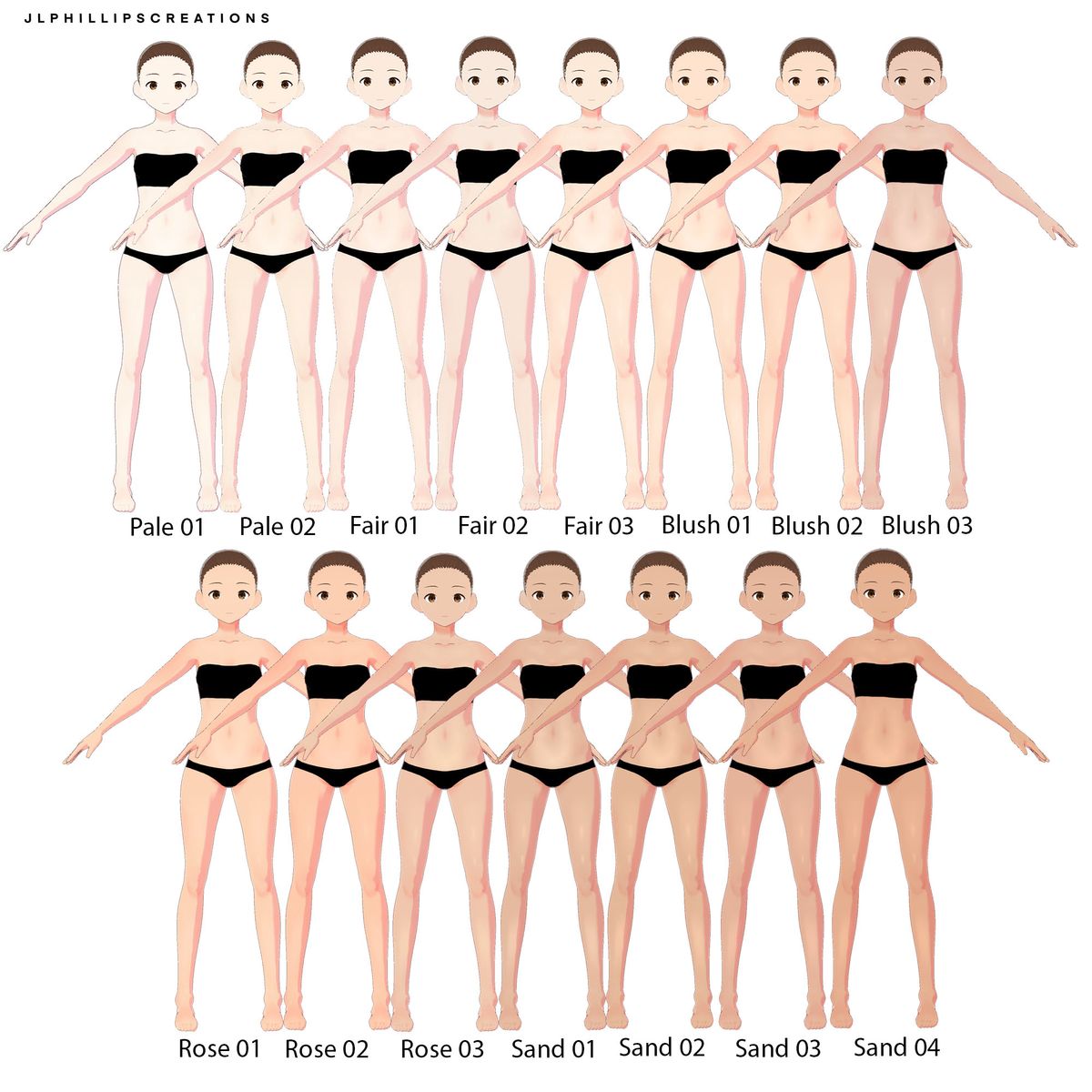 F2U VROID Studio 41 Skin Tone Body Package