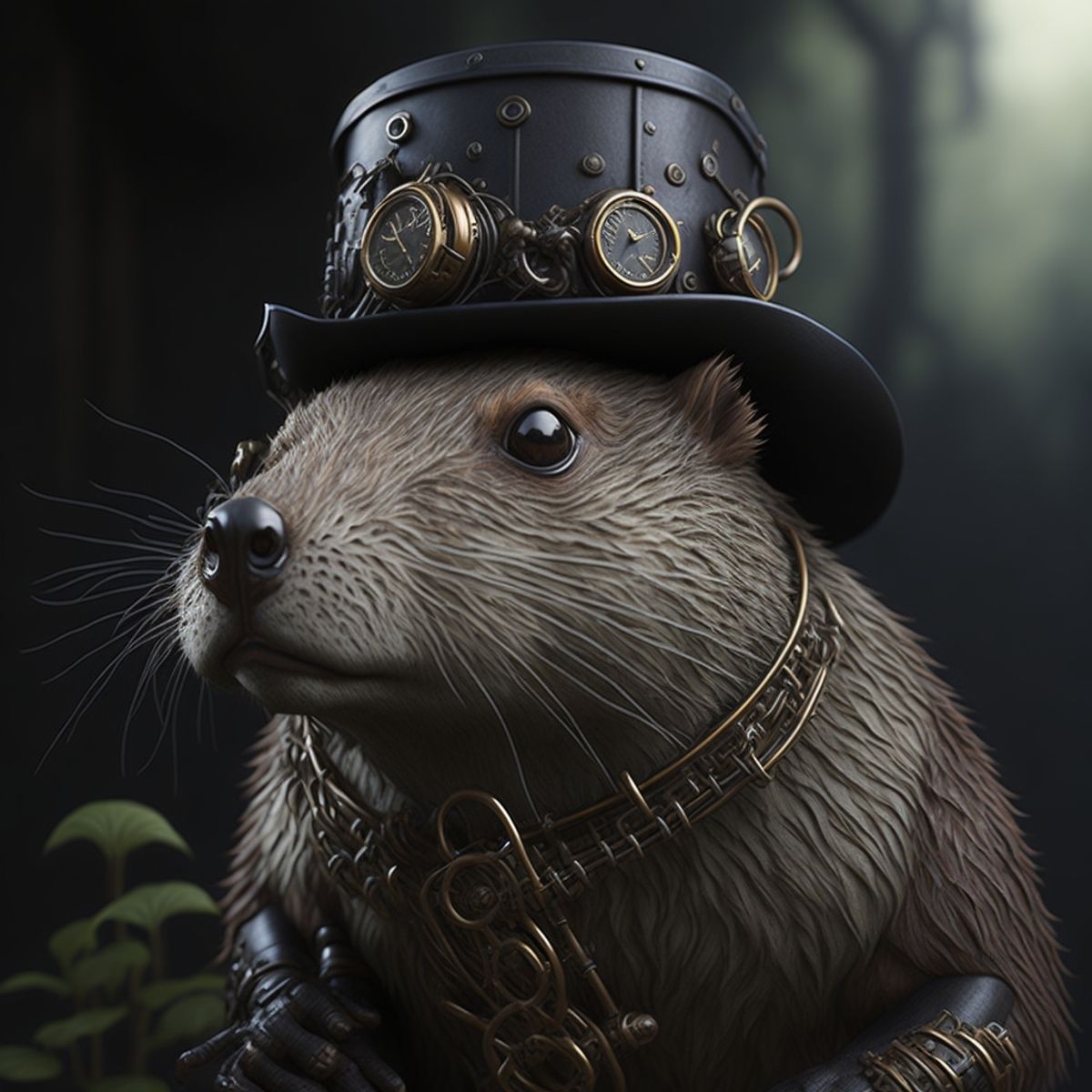 Digital artworks of steampunk animals