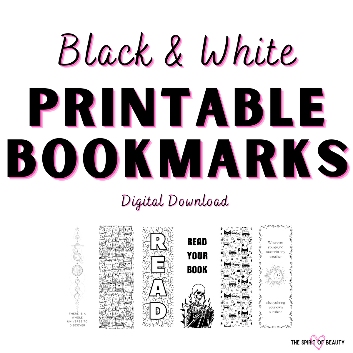 Printable Bookmarks (Black & White)