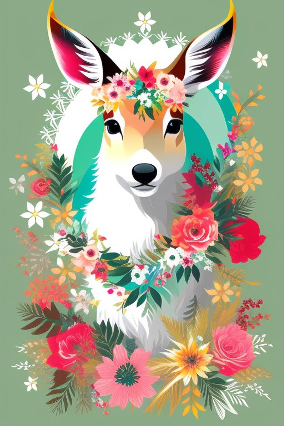 Enchanting Blossoms: Russian Floral Deer NFT Art Collection