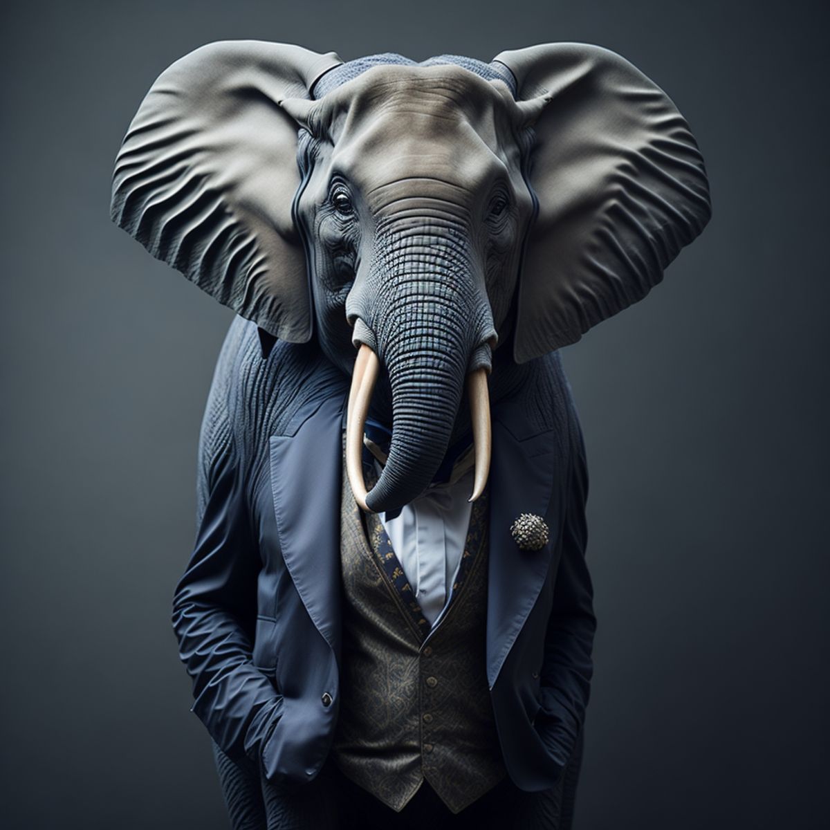 Digital artworks of animals in formal clothing