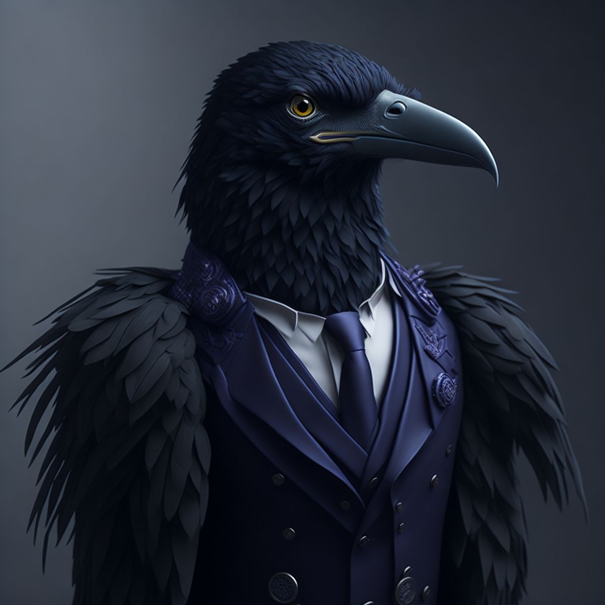 Digital artworks of animals in formal clothing