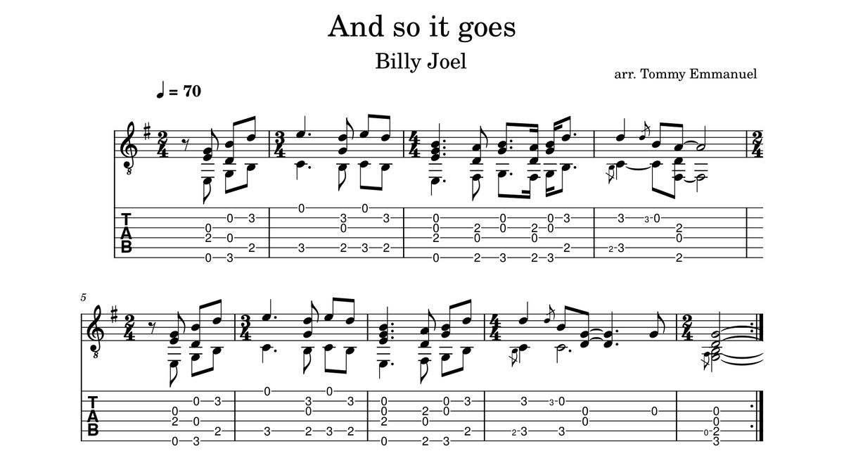 Billy Joel - And so it goes (arr. Tommy Emmanuel)