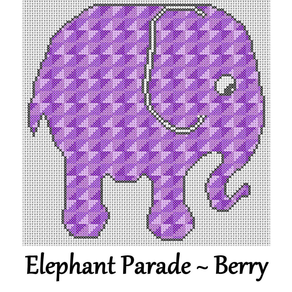 Elephant Parade ~ Cross Stitch Kit ~ Berry