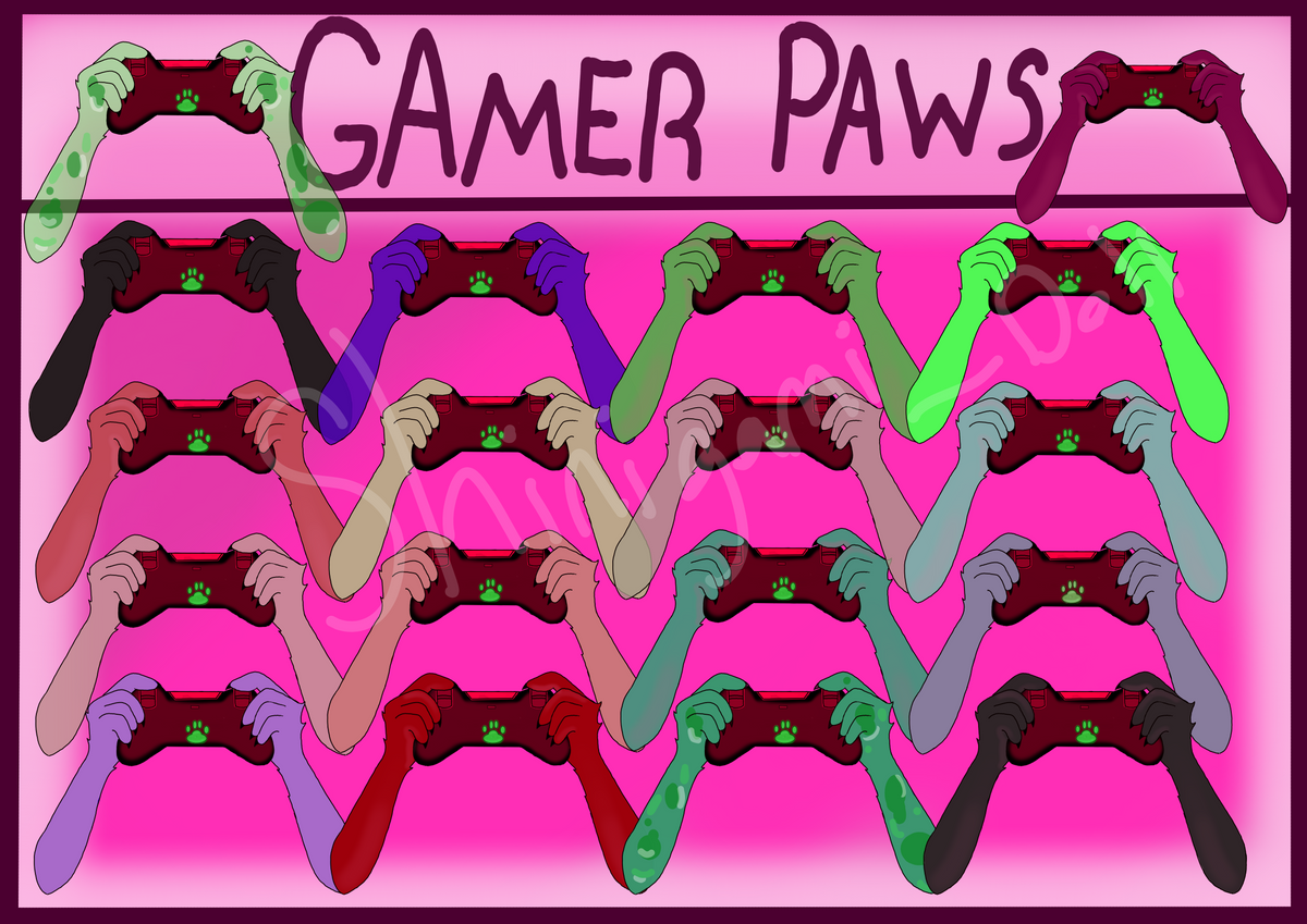furry gamer vtuber red ps4 controller paws