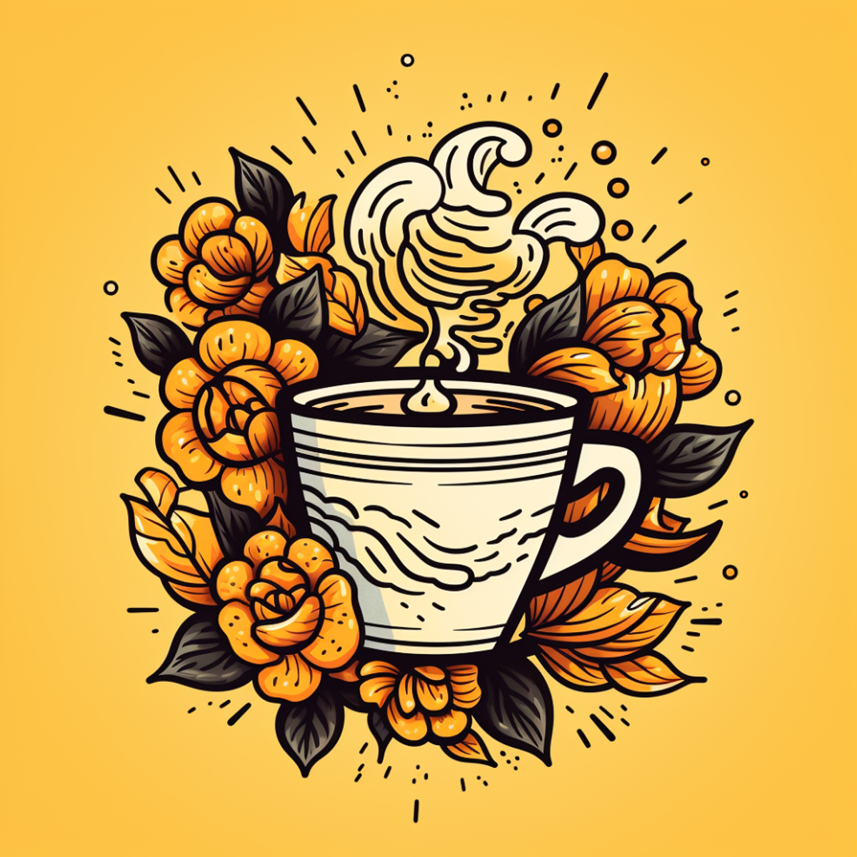 Coffe and flowers Wallpaper