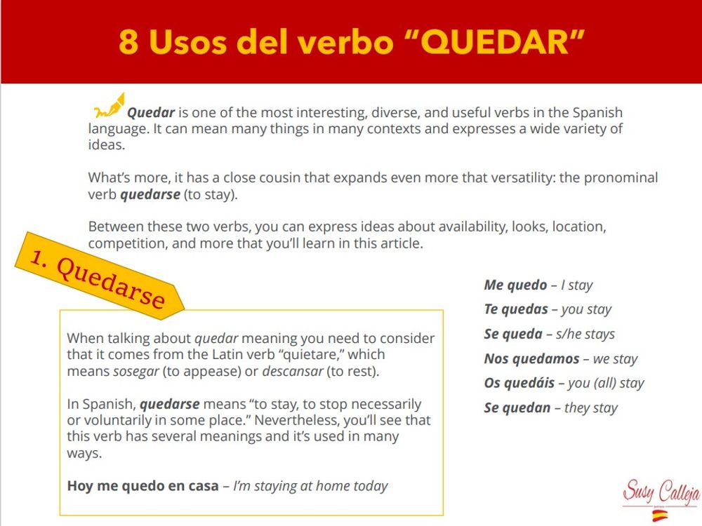8 Usos del verbo "QUEDAR"