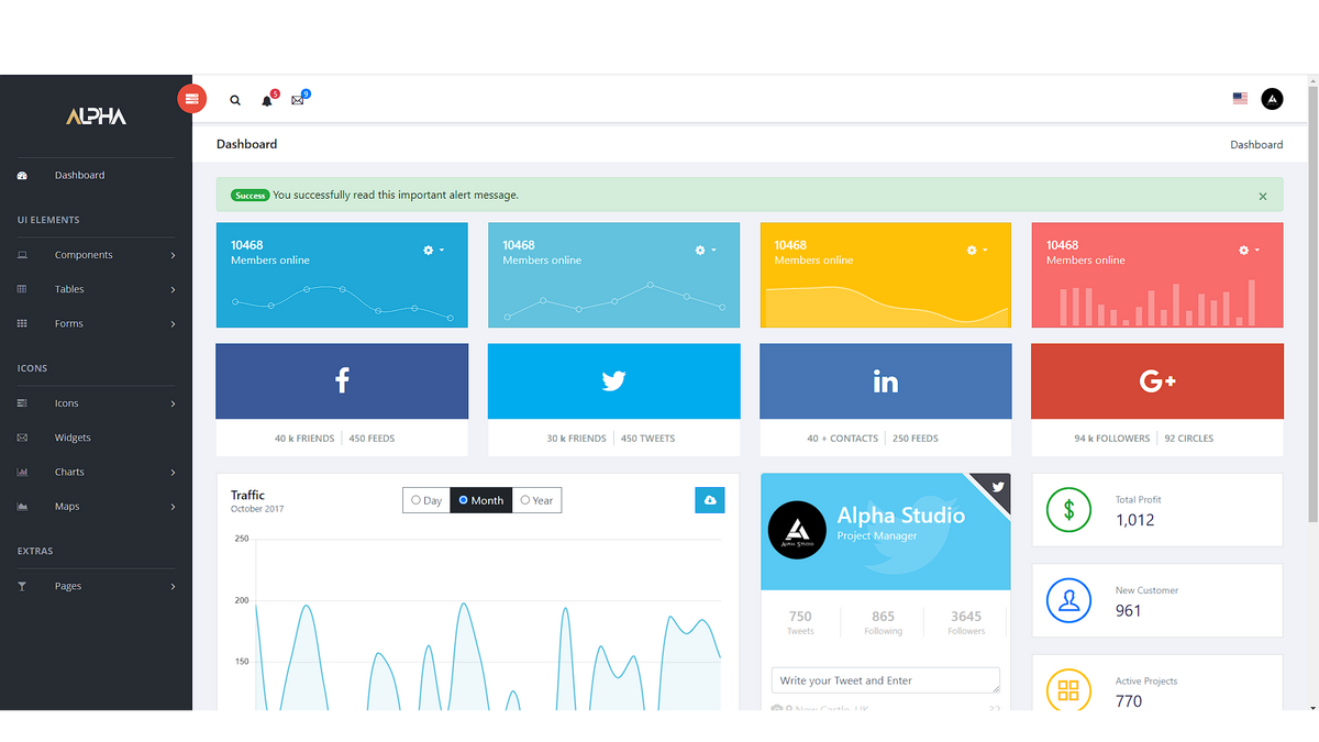 Alpha Admin dashboard