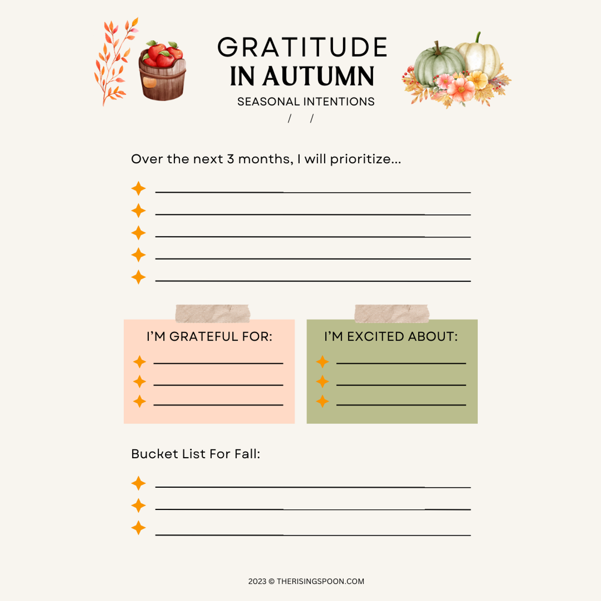 Seasonal Gratitude Printables (Fall)