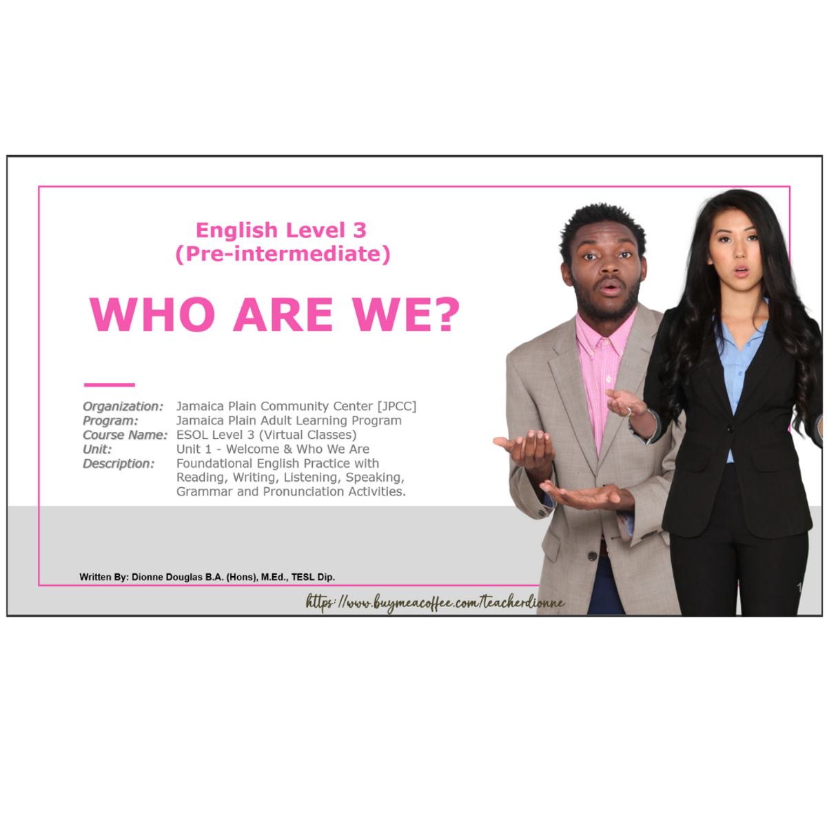 ESOL Level 3 - Greetings - Jamaica Plain Community Center