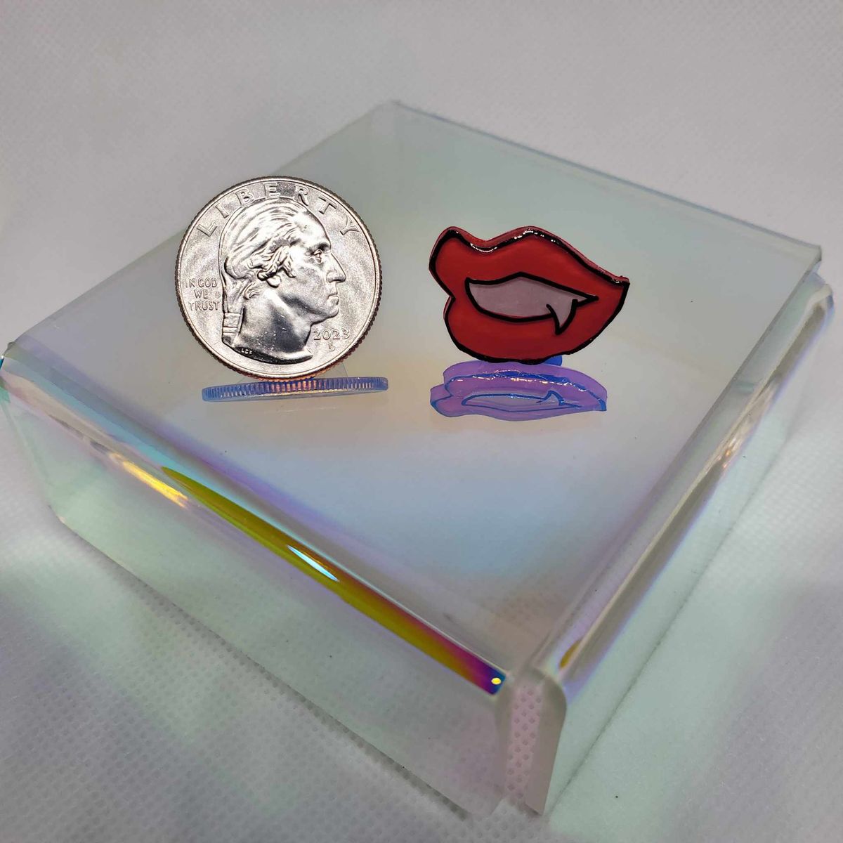 Red Hint of Danger Vampire Smile Pin