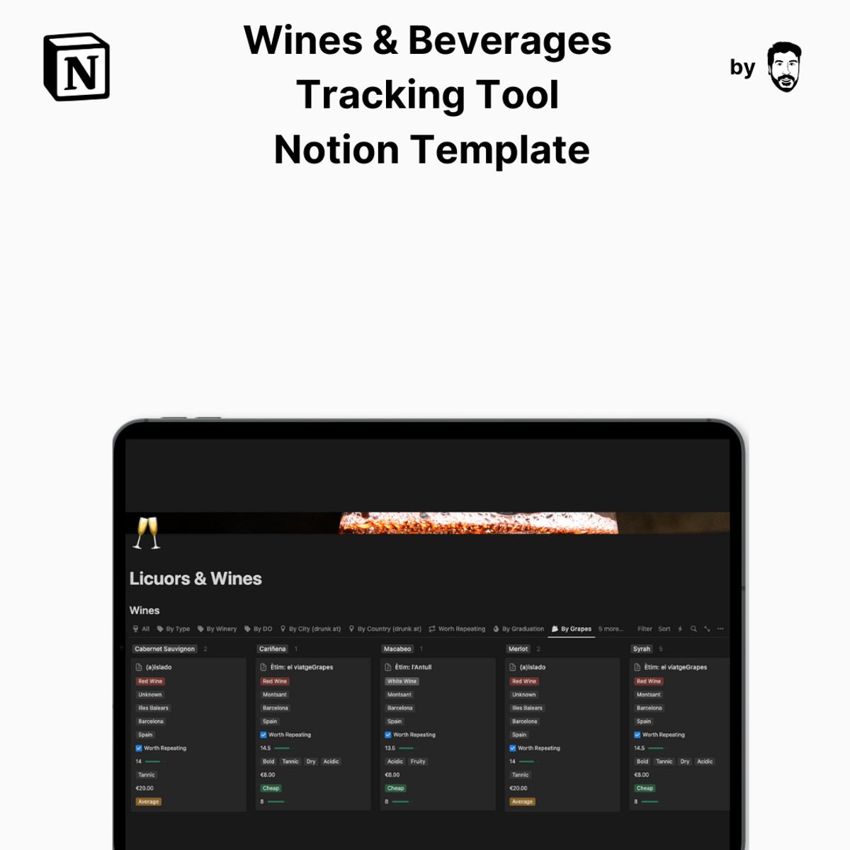 Wines & Beverages Tracking Tool Notion Template