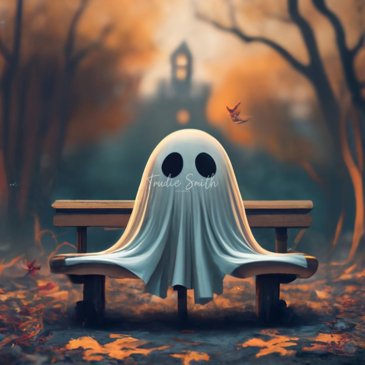 Sad little ghost on a park bench Digital download Print for Sale by Trudie Smith