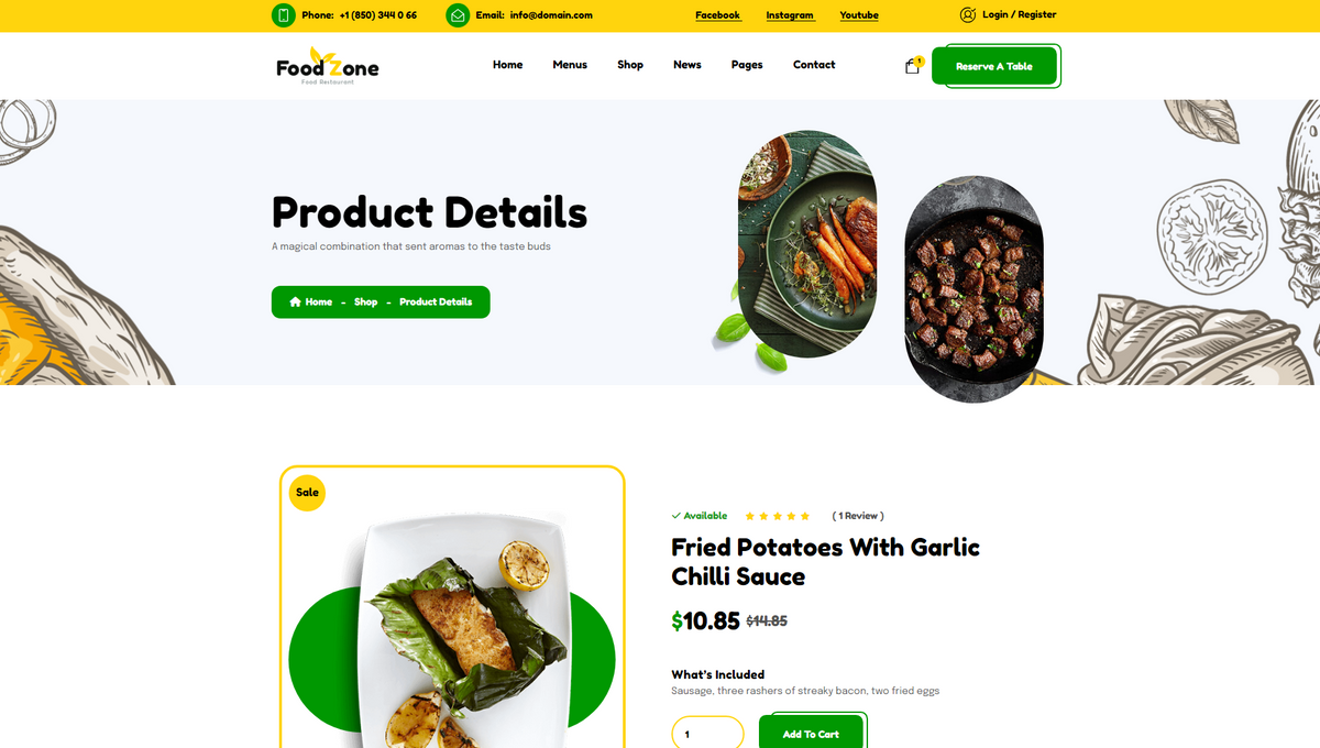 Food Restaurant Website Frontend Design - Buymeacoffee