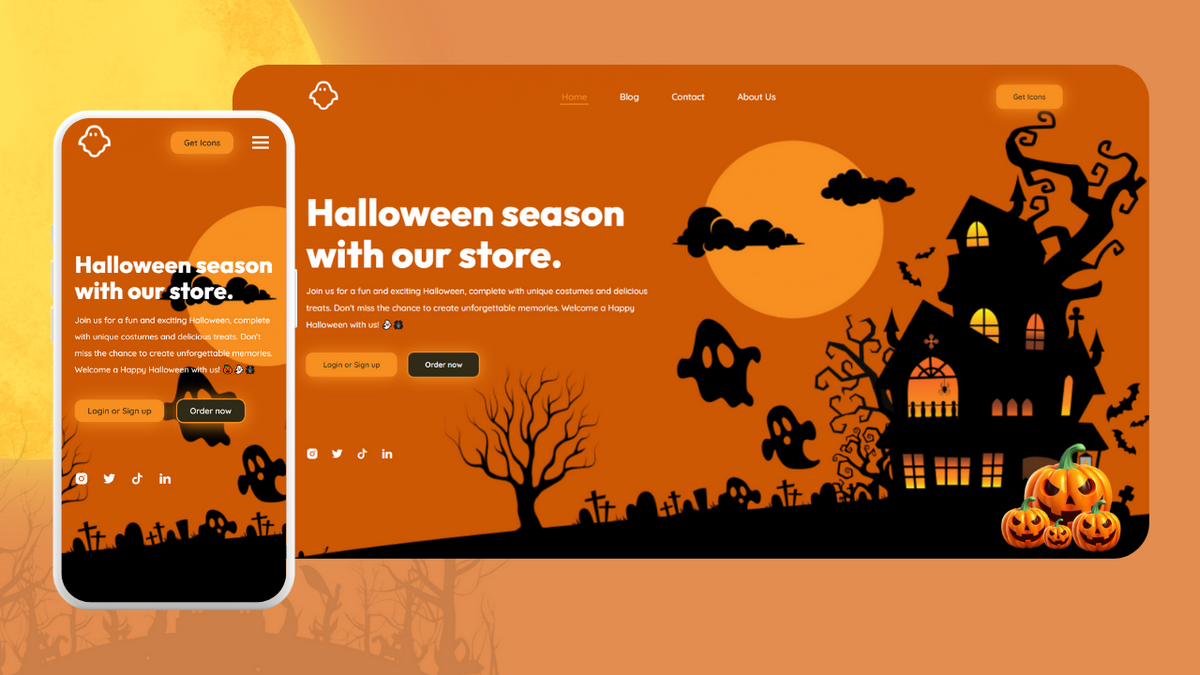 Responsive Halloween Website Using HTML & CSS - Buymeacoffee