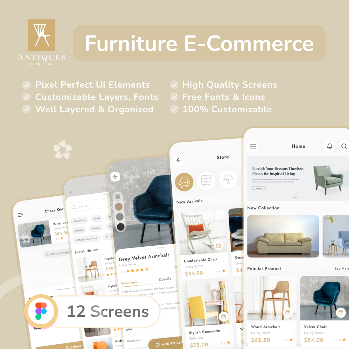 Furniture E-commerce Mobile App UI Design