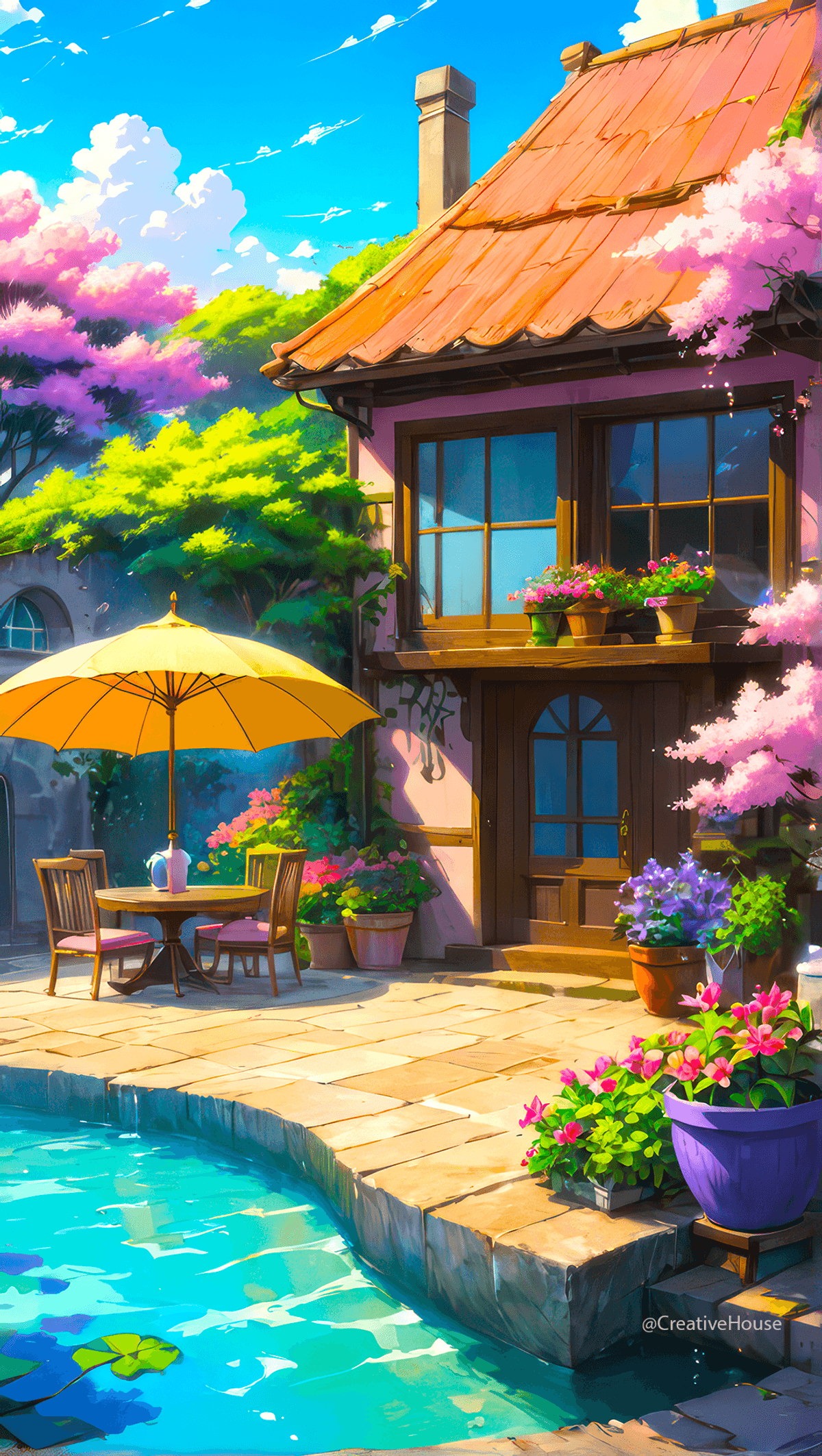 House with Pool 4k Wallpaper