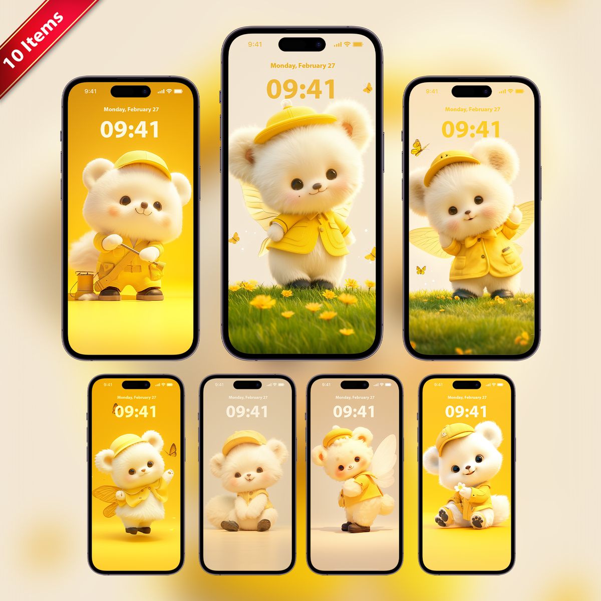 Cute Fairy Bear  Premium Walls
