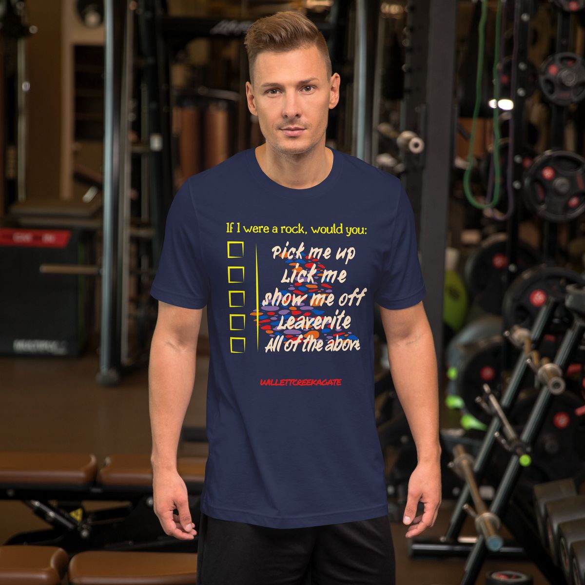 Are you a Gem? This Funny Rockhounding Bella Unisex T-shirt Helps You Find Out!