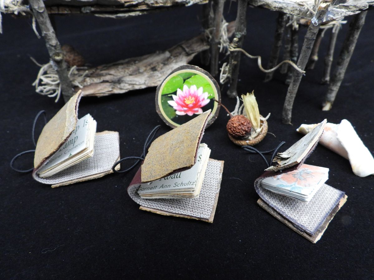 #5 - Rustic Miniature Bookshelf and Writing Desk with Fairy Garden Accessories