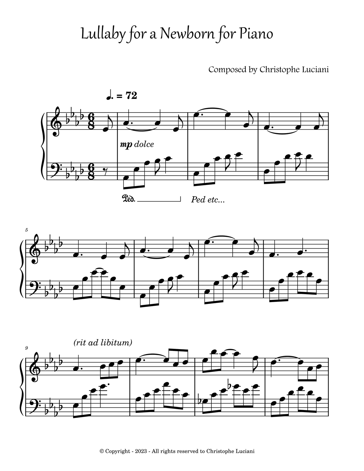 🎹 Lullaby for a Newborn | Original Piano by Christophe Luciani