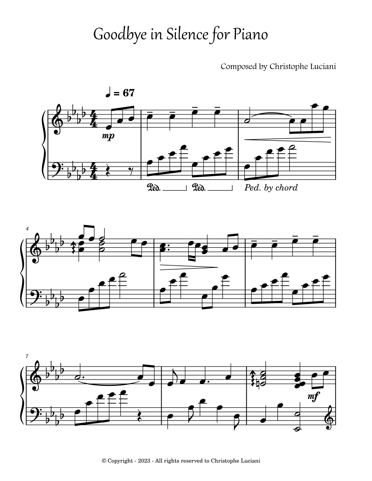 🎹 Goodbye in Silence | Original Piano by Christophe Luciani
