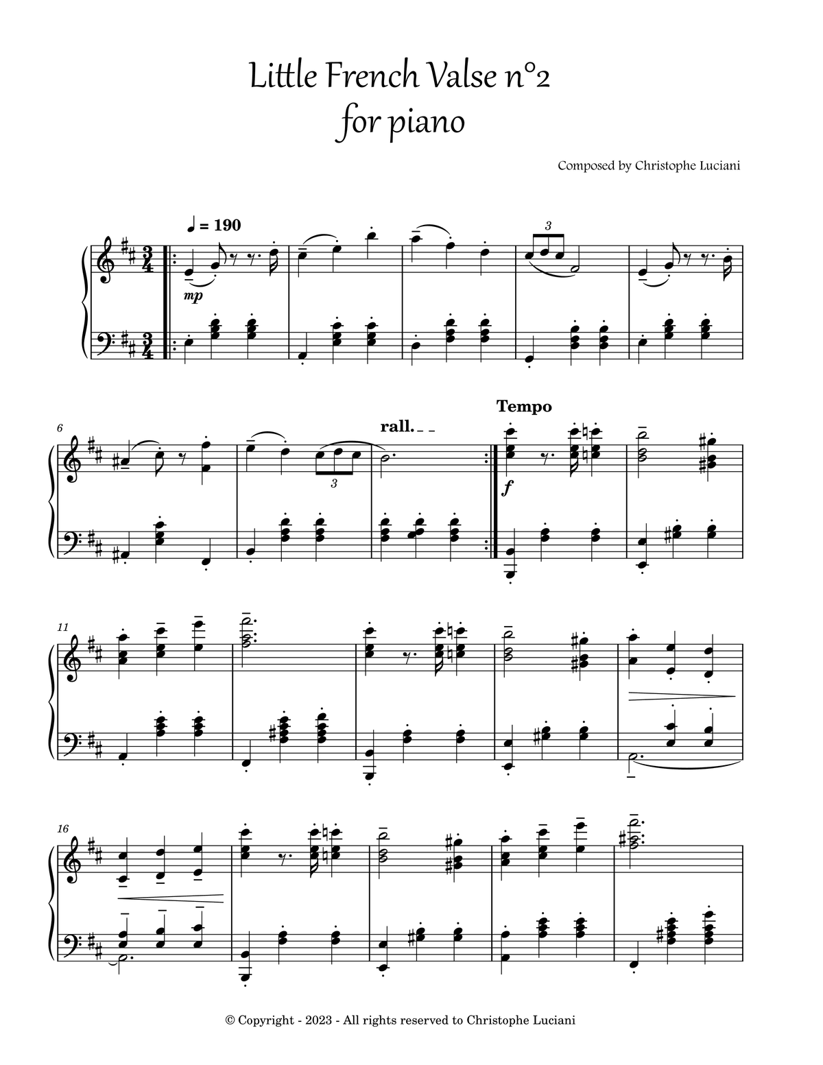 🎹 Little French Valse n&deg;2 | Music Sheet | Original Piano by Christophe Luciani