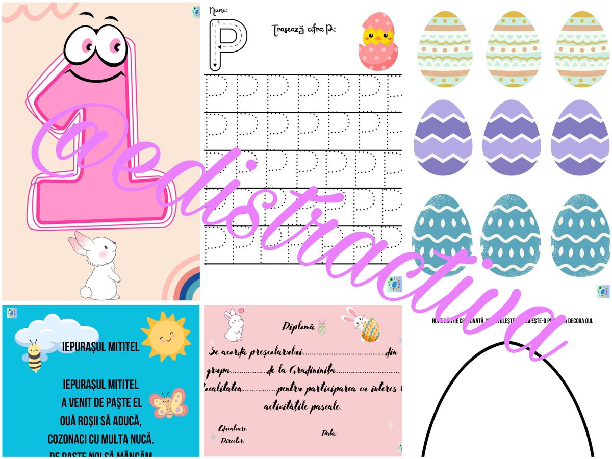 Easter-60 fișe de Paște pentru grădiniță, două povești &icirc;n format PPT cu tematică de Paște și trei planificări săptăm&acirc;nale