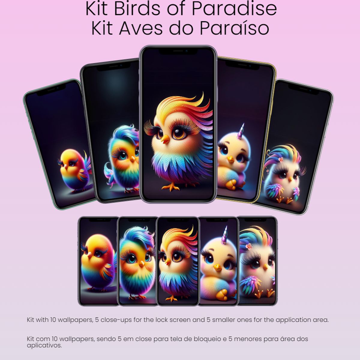 Birds of Paradise - Kit With 10 Images (Aves do Paraiso)