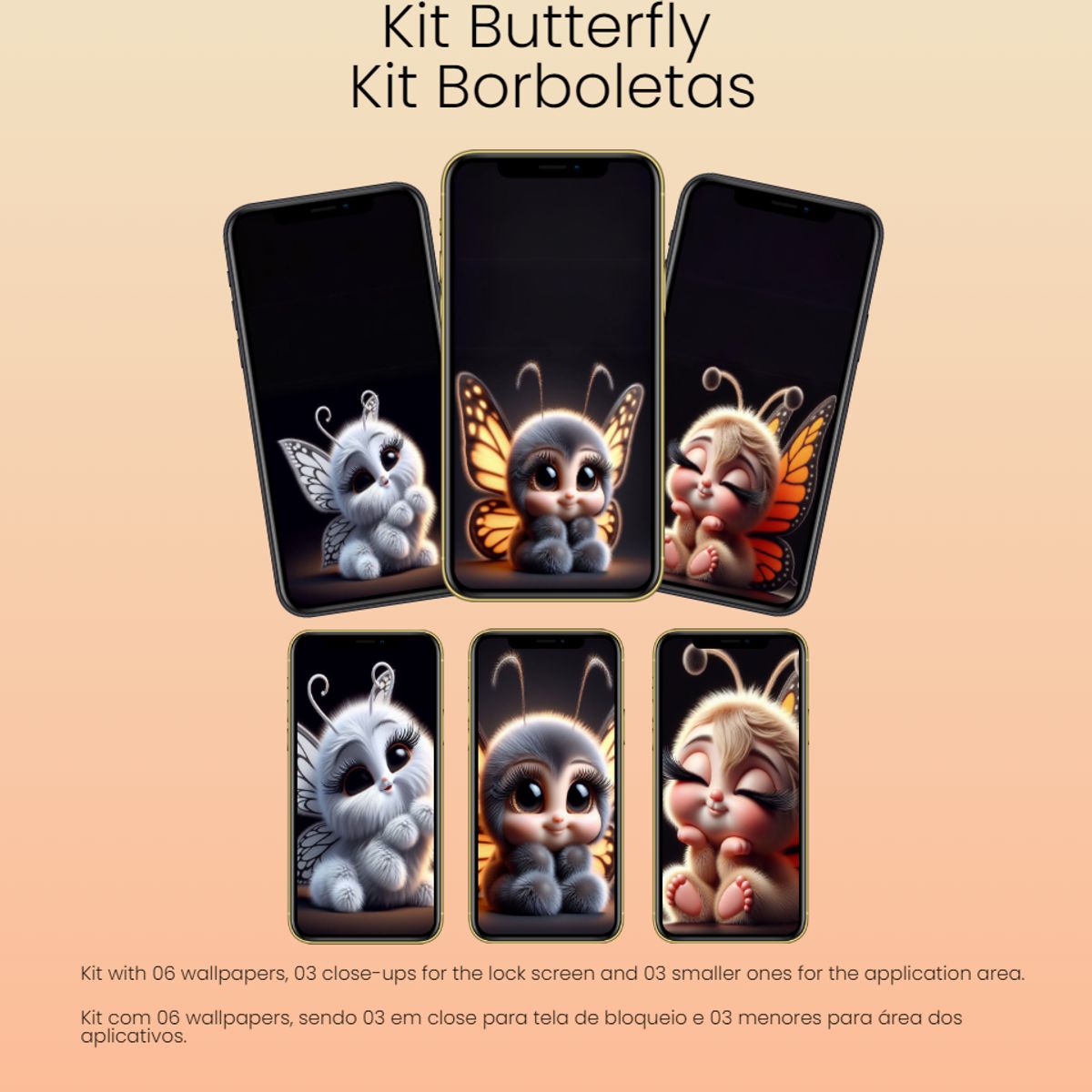 Butterfly - Kit with 06 Images (Borboletas)
