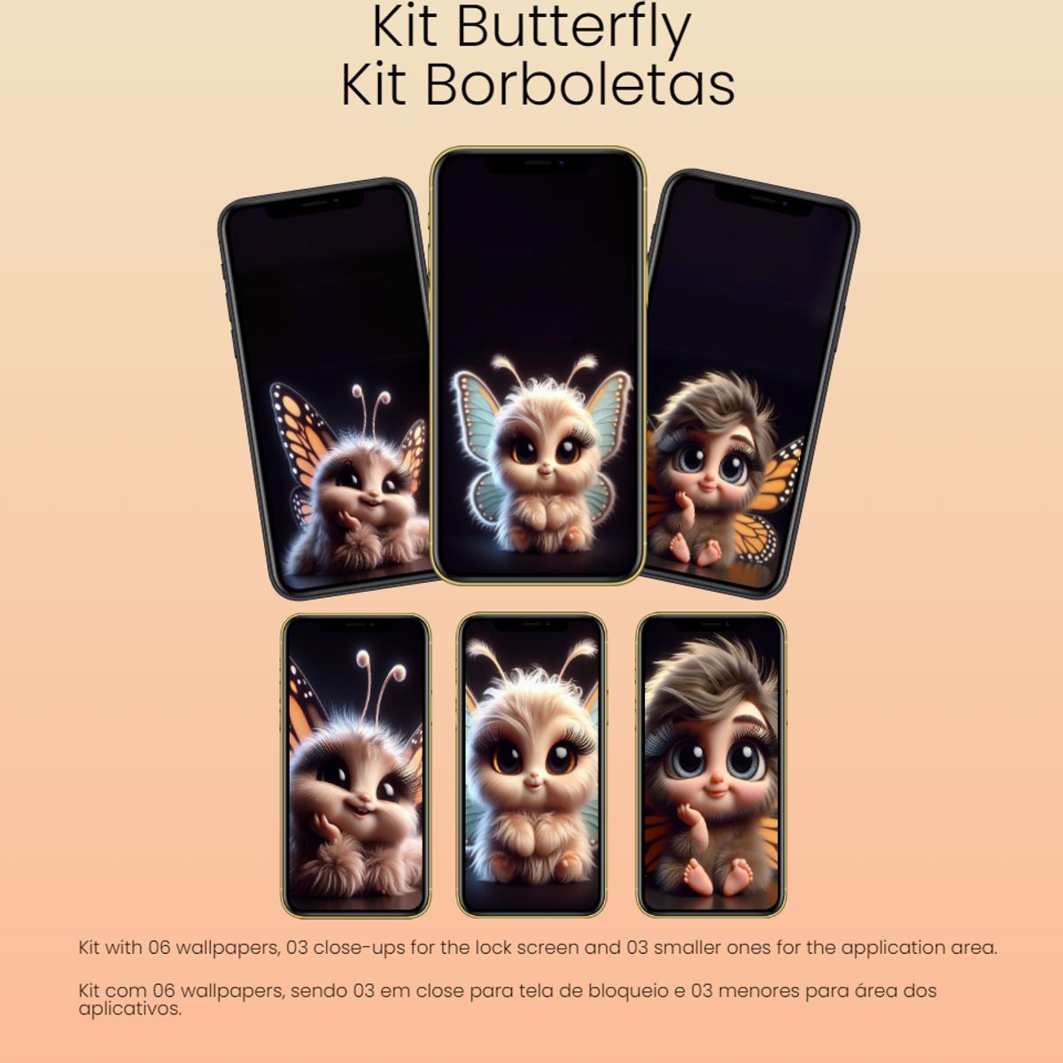 Butterfly - Kit with 06 Images (Borboletas)