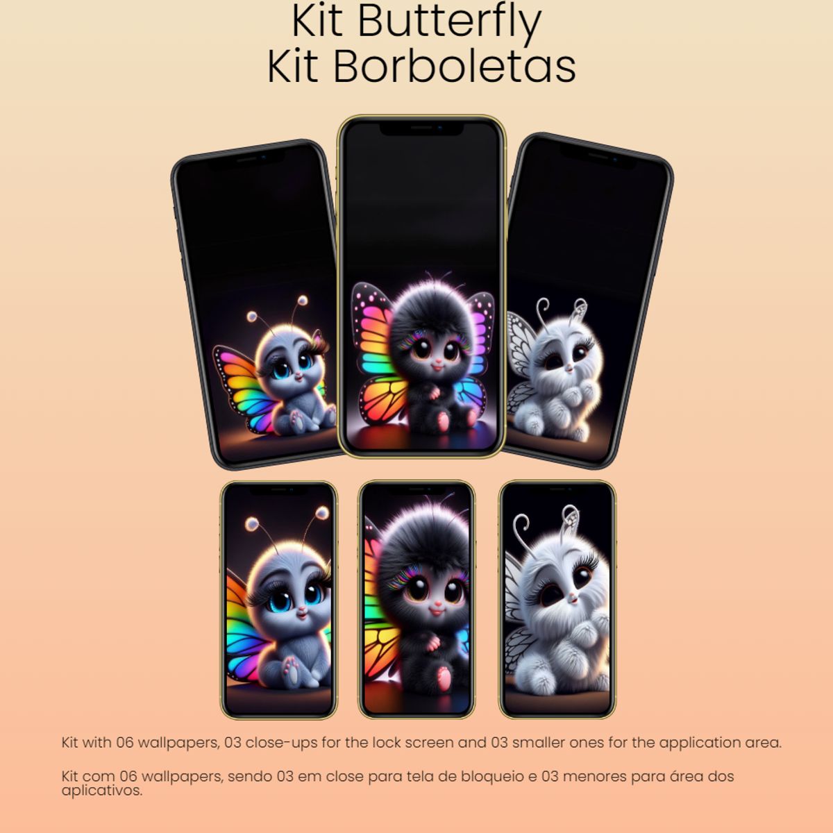 Butterfly - Kit with 06 Images (Borboletas)