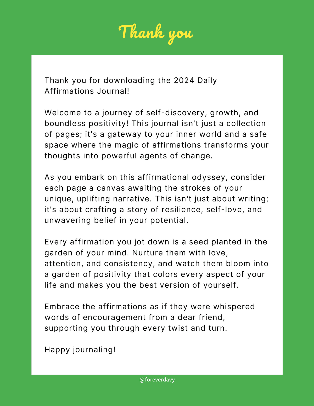 2024 Daily Affirmations Journal