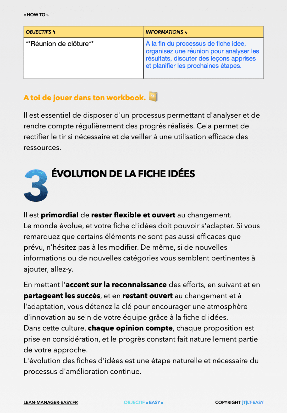 Les points essentiels pour la mise en place d'une fiche idees dans une equipe. (guide etape par etape)
