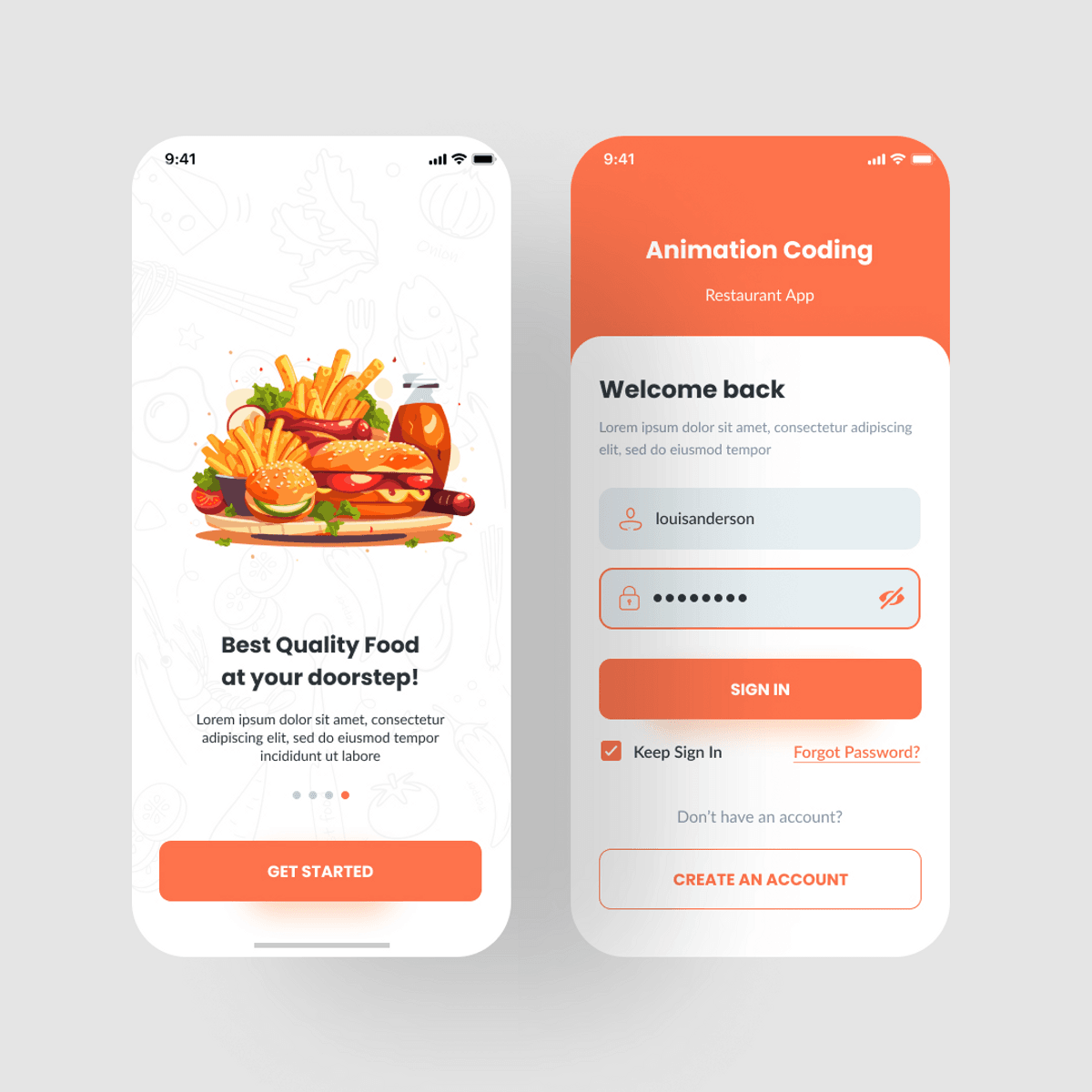 Food Restaurant Mobile App UI UX 🍕🌭 - Buymeacoffee