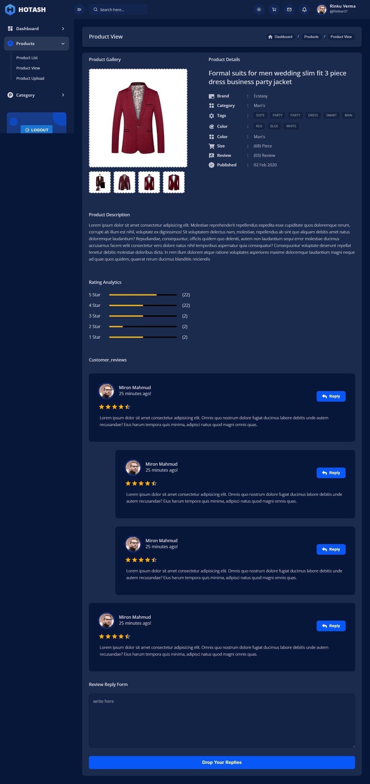 React Js Admin Dashboard - Buymeacoffee