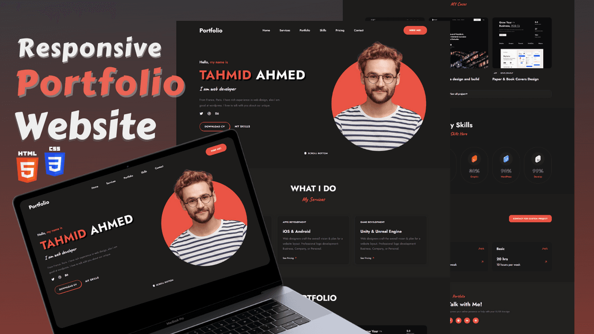 Build a Complete Responsive Personal Portfolio Website using HTML CSS ...