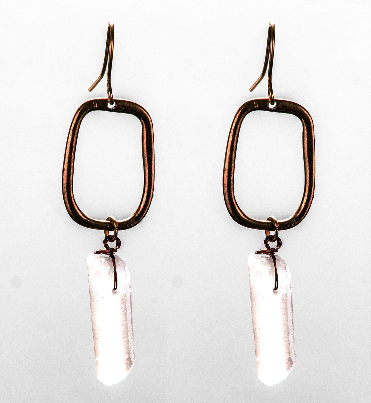 Antique Gold Square Quarts Stone Earrings