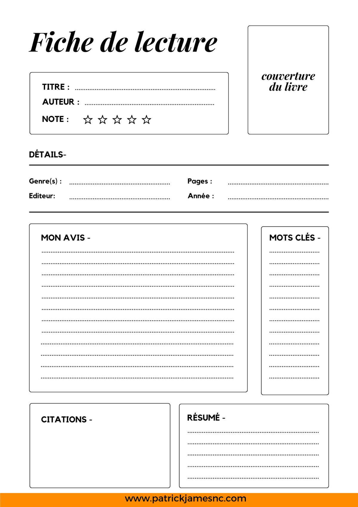 Fiche de lecture #2 - PDF 2 pages &agrave; imprimer