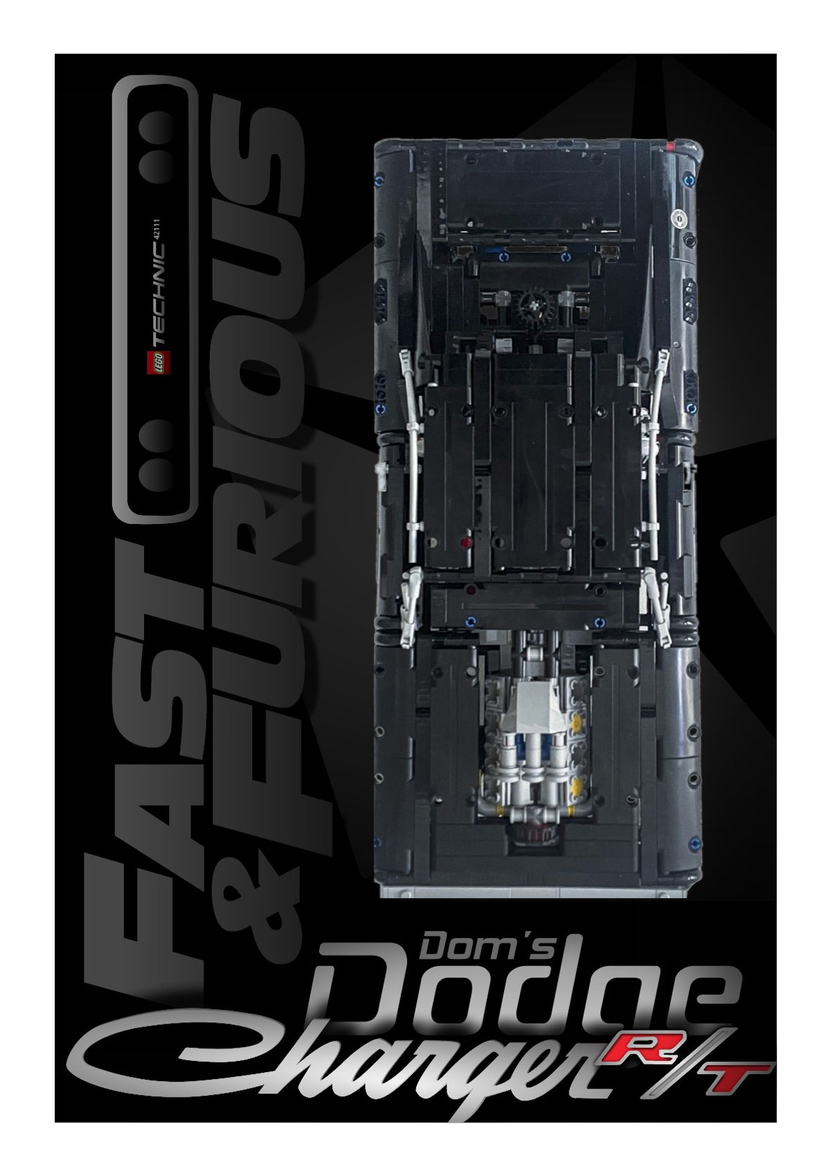 NEW 2026 + Old F&F Dom's Dodge Charger (42231 / 42111) - Wall mount display prints / templates  (+IKEA frame compatible size)