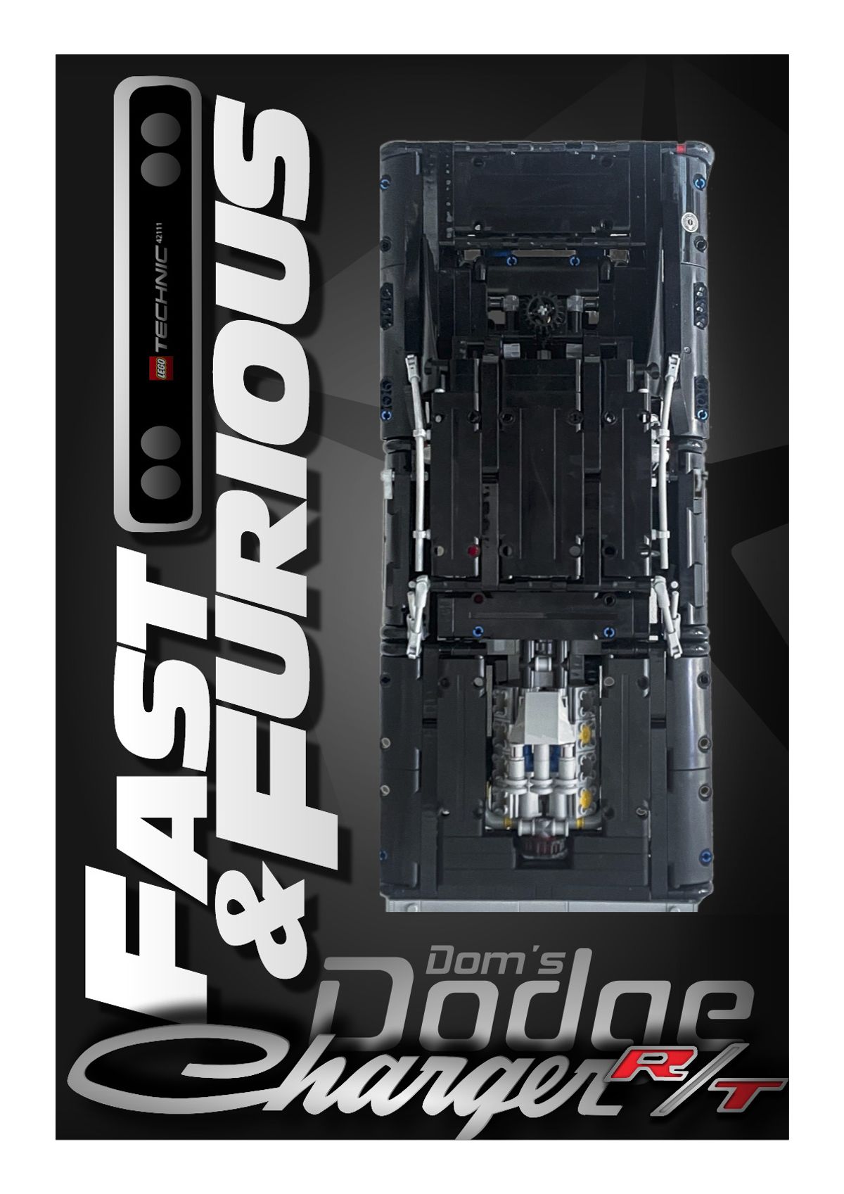 NEW 2026 + Old F&F Dom's Dodge Charger (42231 / 42111) - Wall mount display prints / templates  (+IKEA frame compatible size)