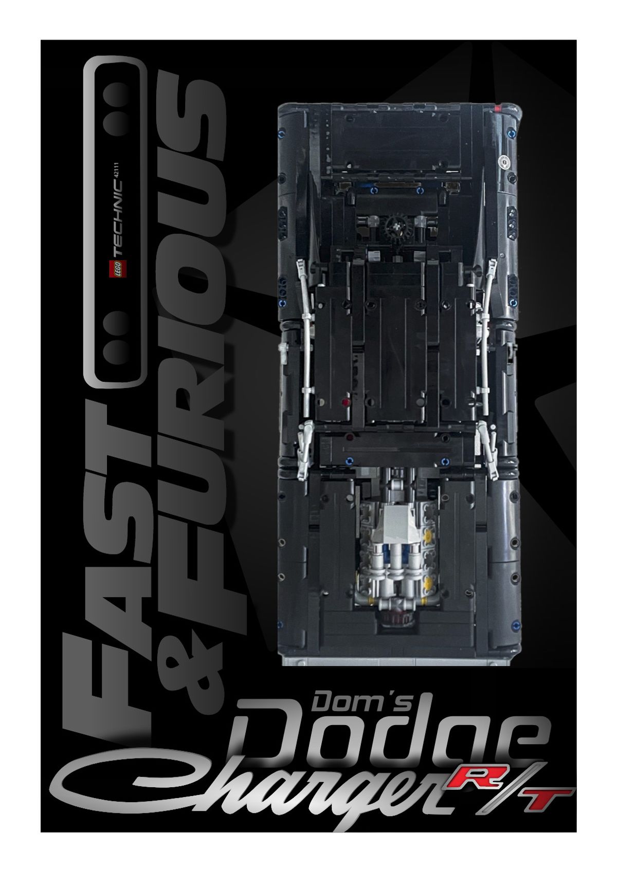 NEW 2026 + Old F&F Dom's Dodge Charger (42231 / 42111) - Wall mount display prints / templates  (+IKEA frame compatible size)