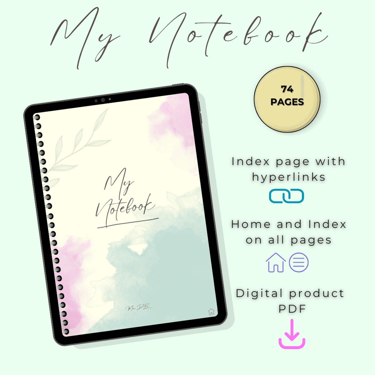 Digital Notebook | For IOS and Android | Vertical | with Hyperlink