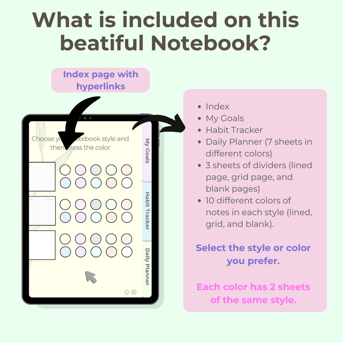 Digital Notebook | For IOS and Android | Vertical | with Hyperlink
