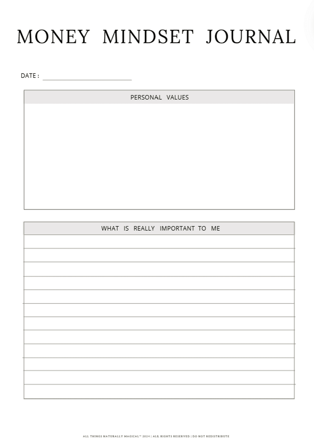 Money Mindset Planner { Digital Download }