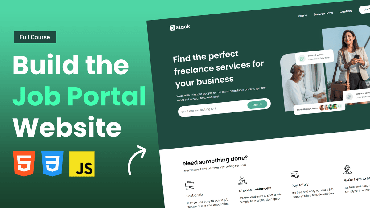 Build & Deploy Job Portal Website With HTML CSS JavaScript - Buymeacoffee image.
