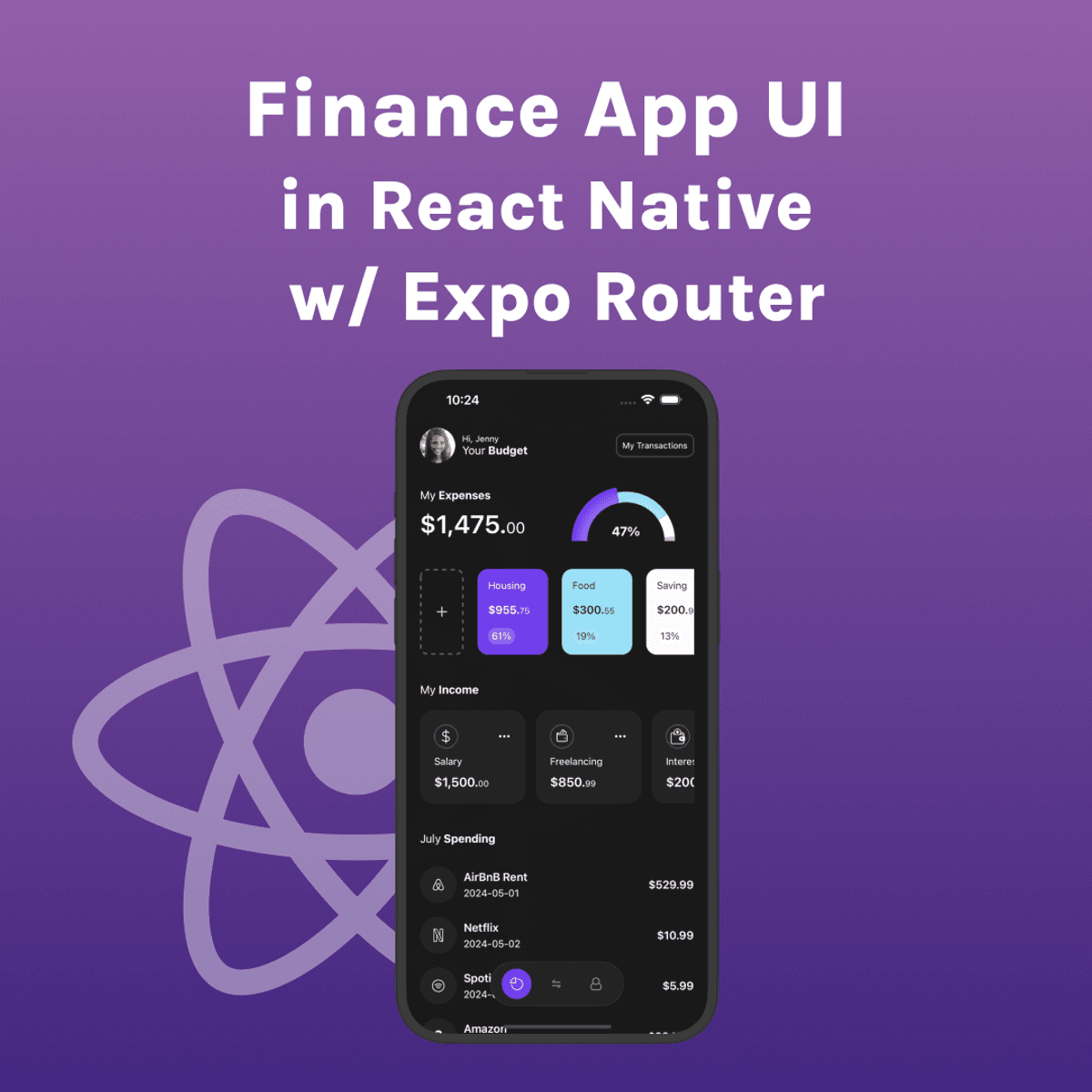 Source Code : Finance App UI in React Native with Expo Router ...