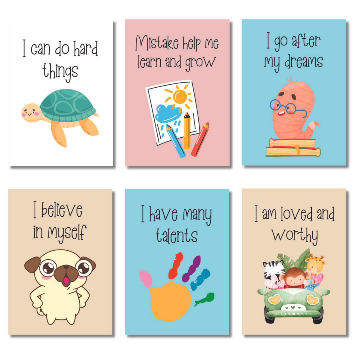 40 Positive Affirmation Cards for Kids - Printable/Digital Download - Freebie